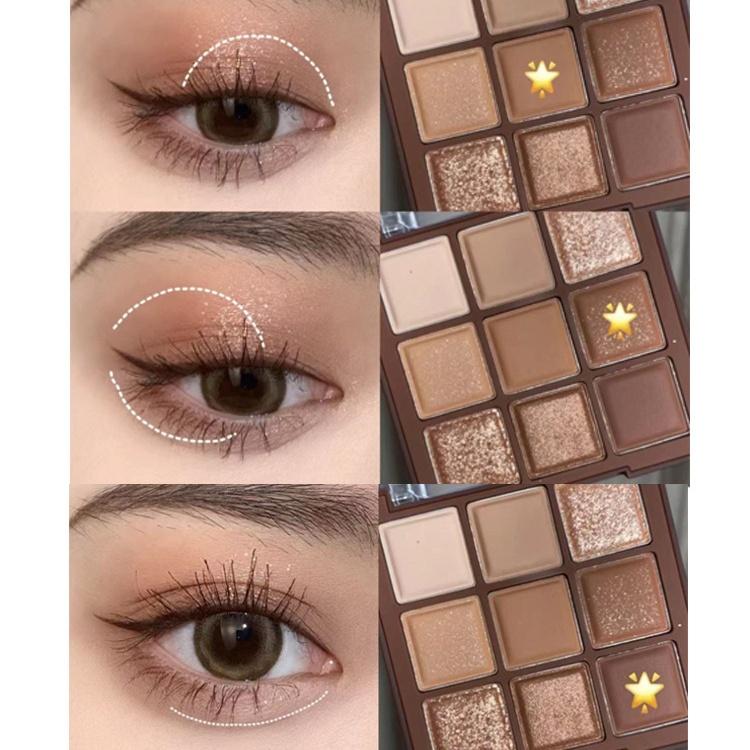 HERORANGE Nine Color Chocolate Eyeshadow Palette Pearlescent Matte With Glitter Makeup