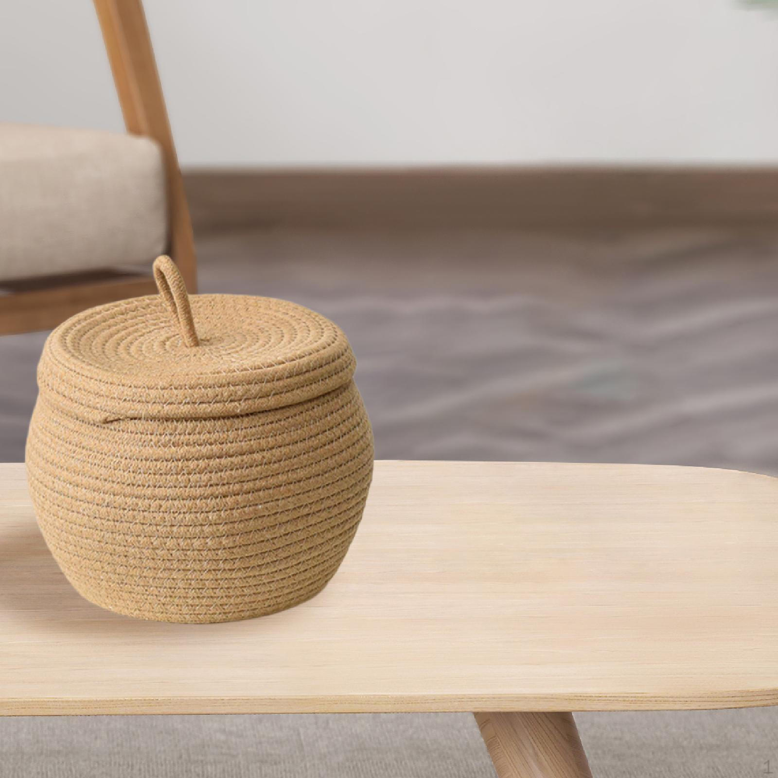 Корзина для хранения из хлопковой веревки декоративная современная модная круглая домашняя плетеная коробка для стола в шкафу кофейный 1428₽