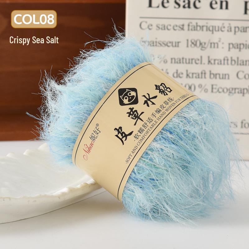 Hand-Knitted Coral Velvet Mink Yarn Pack for Scarves & DIY Projects