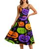 Women's Casual Halloween Print Round Neck Sleeveless Dress for Holiday Party