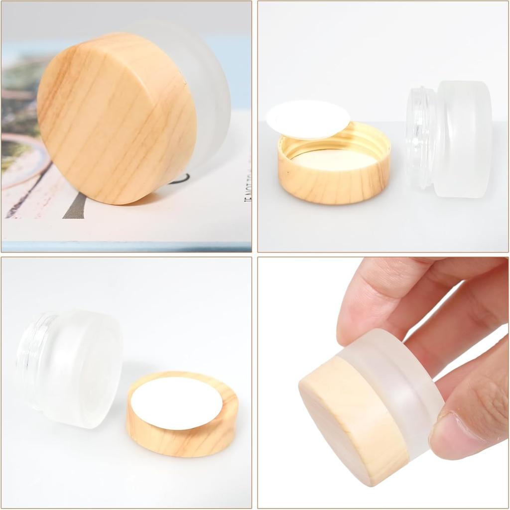 32 Piezas Frascos Vacíos Redondos Vidrio Transparente Mate Contenedor de Cosméticos Botella de Muestra Recargable Caja Tarro para Crema Facial para Maquillaje