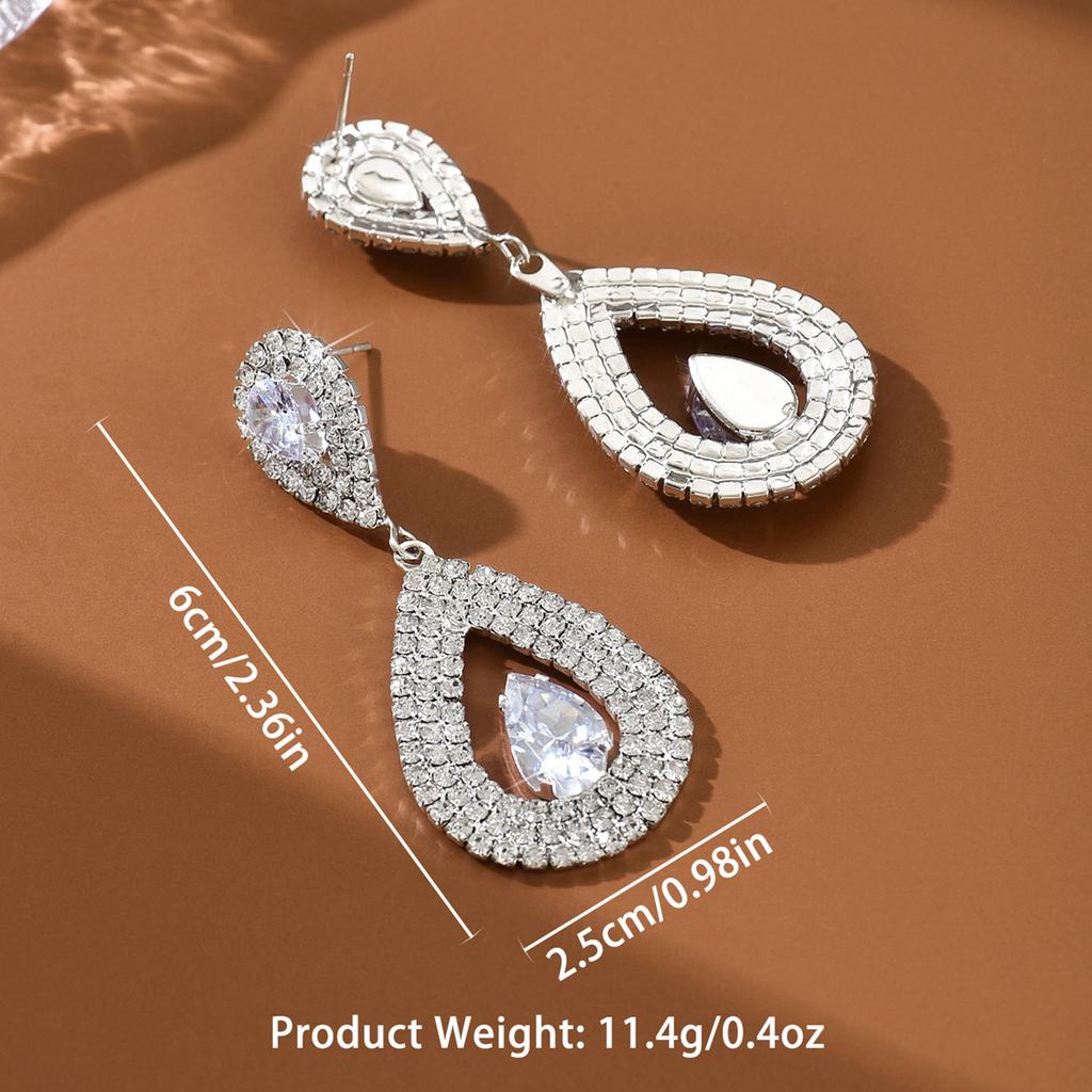 New Super Flash Diamond Set Water Drop shaped Earrings for Women, Korean Personality, Versatile Earrings