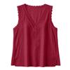 Womens Casual Summer Sleeveless V Neck Lace Trim Shirt