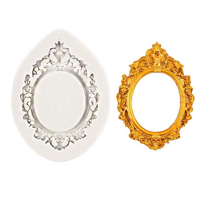 WTEMPO Photo Frame Fondant Molds Kit Picture Frame Silicone Molds Retro Molds for Cake Decorating Cupcake Topper Chocolate Candy Polymer Clay Set of 4