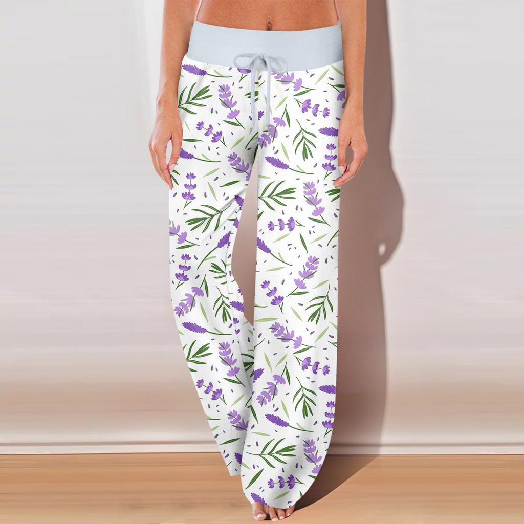 Women's Casual Sports Pants Vintage Printed Pajama Pants With Pockets