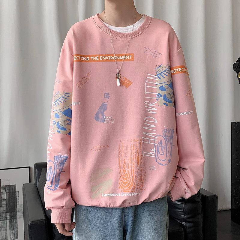 

Весенний свитер больших размеров, мужской бархатный толстый свободный повседневный пуловер с круглым вырезом и длинным рукавом, футболка 9XL розовый