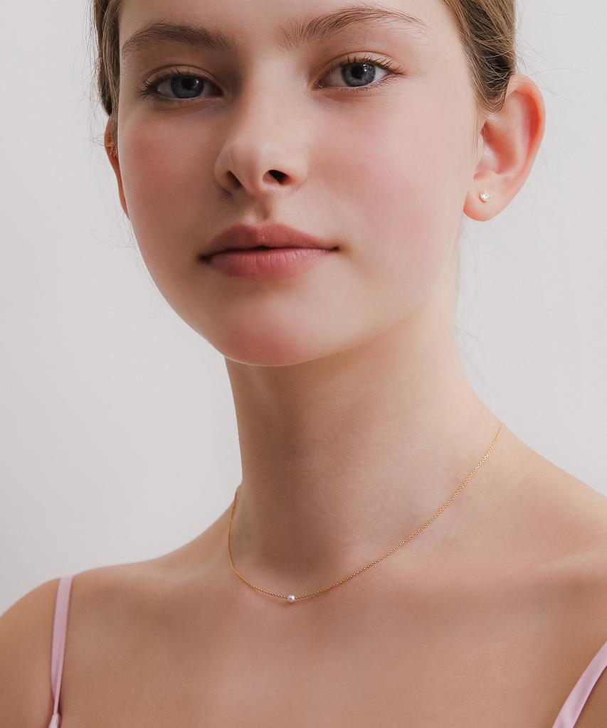 Tatiana (Silver 925) One-Point Pearl Chain Necklace Nz2151
