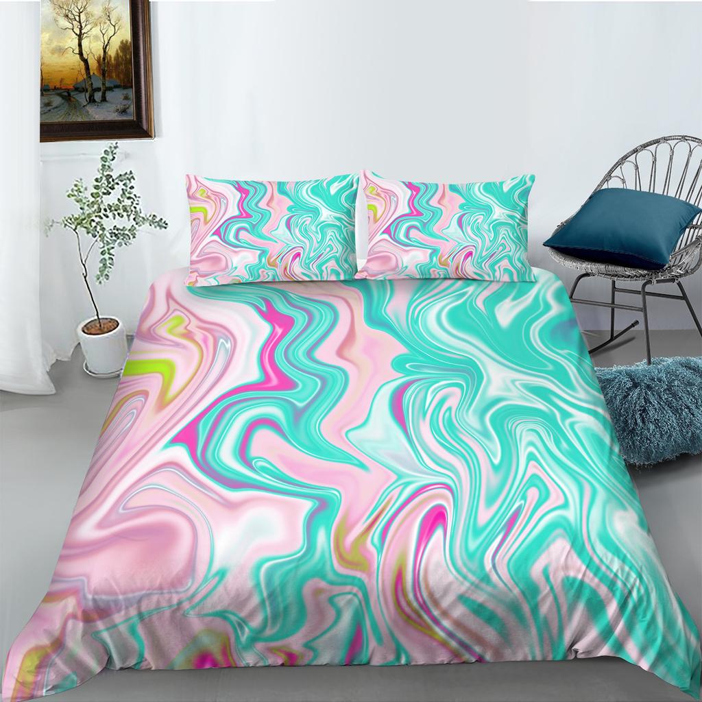 Marble 3D Digital Printing Quilt Cover Pillowcase Two Three Piece Set Polyester