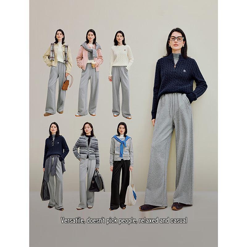 INMAN Women's Cotton Drawstring Wide-Leg Pants