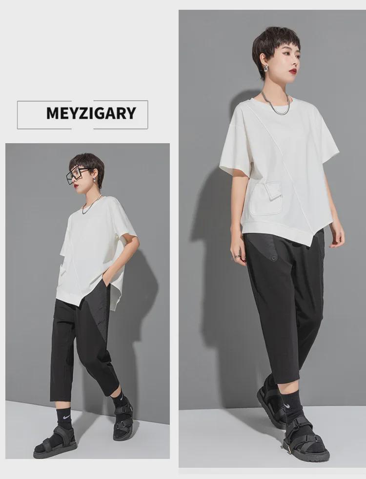 Women's Contrast Line Short-Sleeve Casual Top - Versatile European & American Style