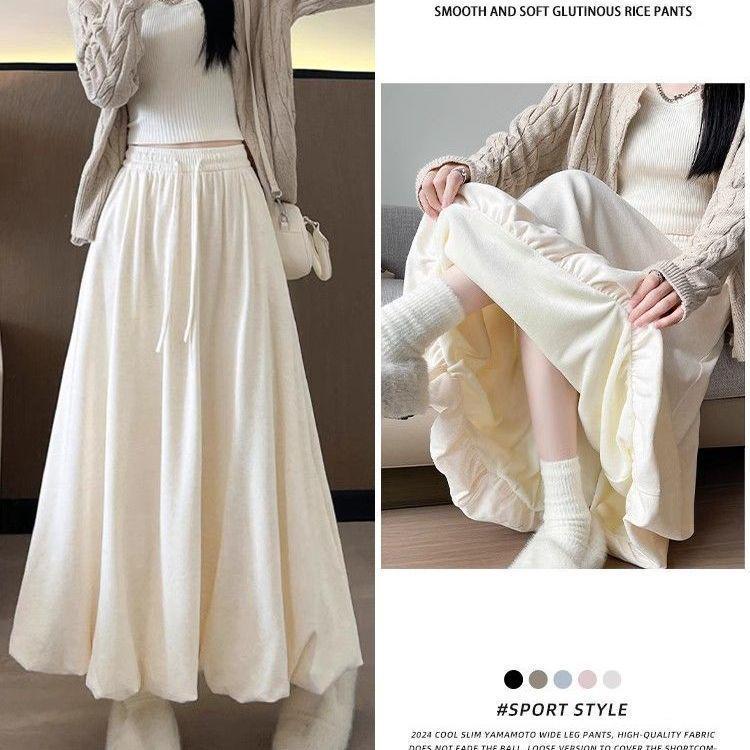 Plus Size Knitted Velvet Mid-Length High Waist Slimming Skirt - Autumn/Winter 4XL - tissue pack, no clothes
