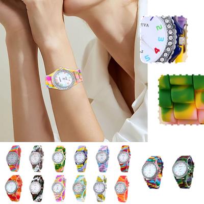 Kadın Saat Silikon Saat Kristal Bling Saat Analog Dijital Kuvars Kol Saati