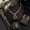 Foreign Trade Trend Exaggerated Droplet Gemstone Necklace Earrings Bracelet Ring Alloy Four Piece Set Bridal Banquet Jewelry