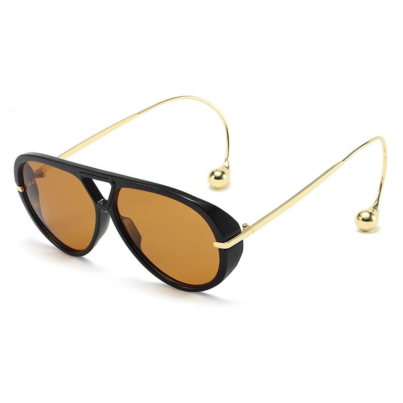 Luxury Brand Designer Oversized Pilot Sunglasses Women Men Fashion Metal Bead Temple Sun Glasses For Female Eyewear Uv400 Shades