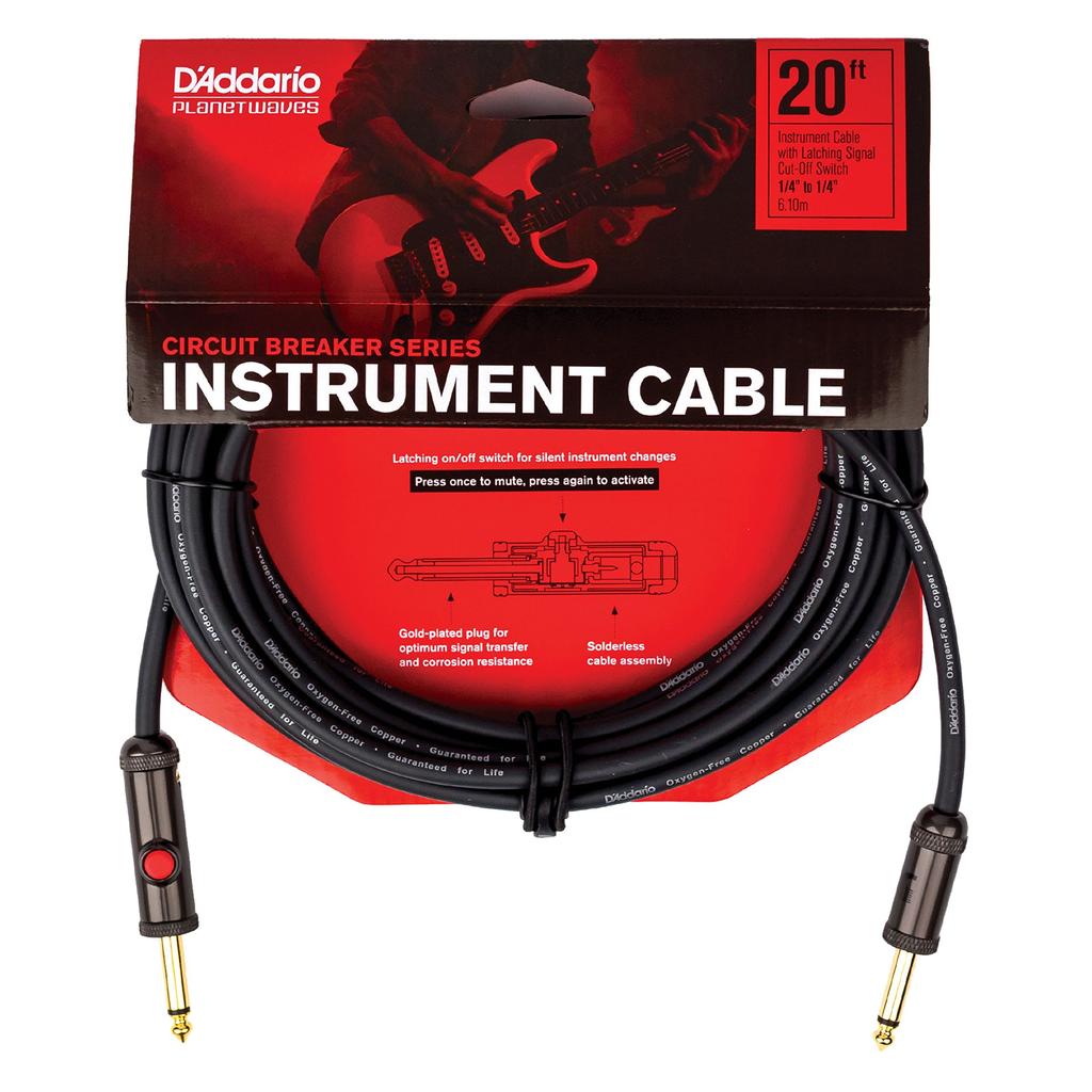 D'Addario Custom Series Circuit Breaker Cable with Latching Mute Switch, PW-AGL-20 (6.1m S-S)