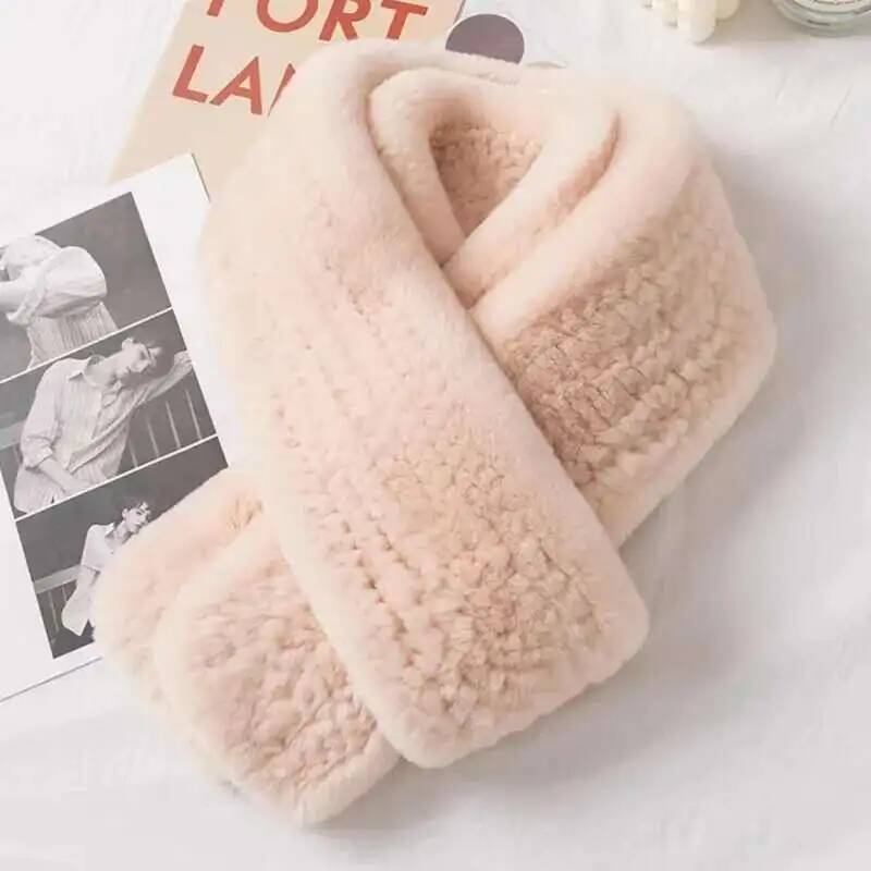 

Rex Rabbit Fur Scarf Winter Medium Long fur Scarf Natural Fur Thickened Warm Fur Scarves Neck Warmer Female Real Fur Scarves 180cmx12cm светло-розовый