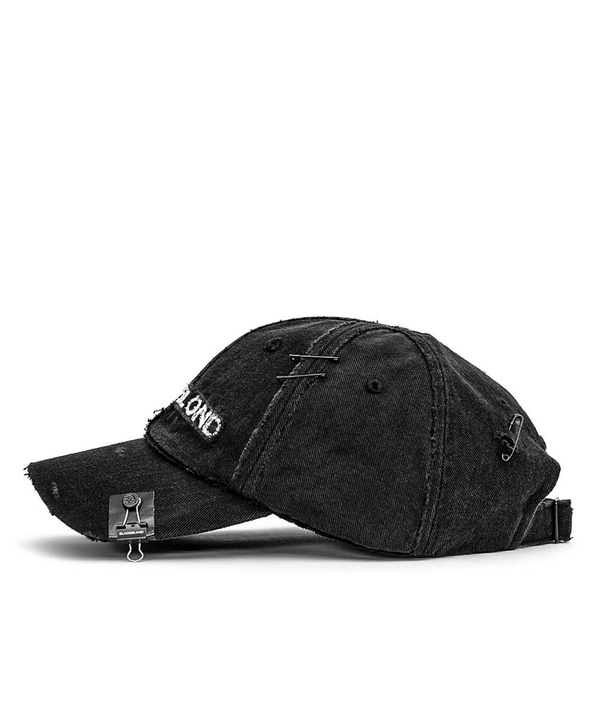 BLACKBLOND Vividi Cross Damage Custom Denim Cap (Black)