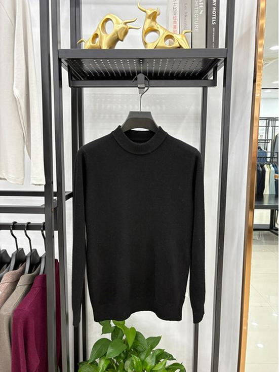 Men's 100% Wool High-Collar Knit Sweater – Thick, Warm, Solid Color, Perfect for Autumn and Winter