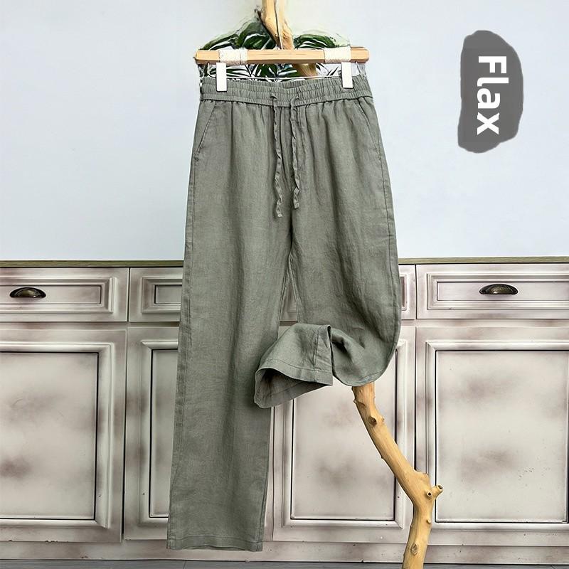 

Мужские легкие льняные брюки широкого кроя — летние повседневные, свободные и дышащие XL серый