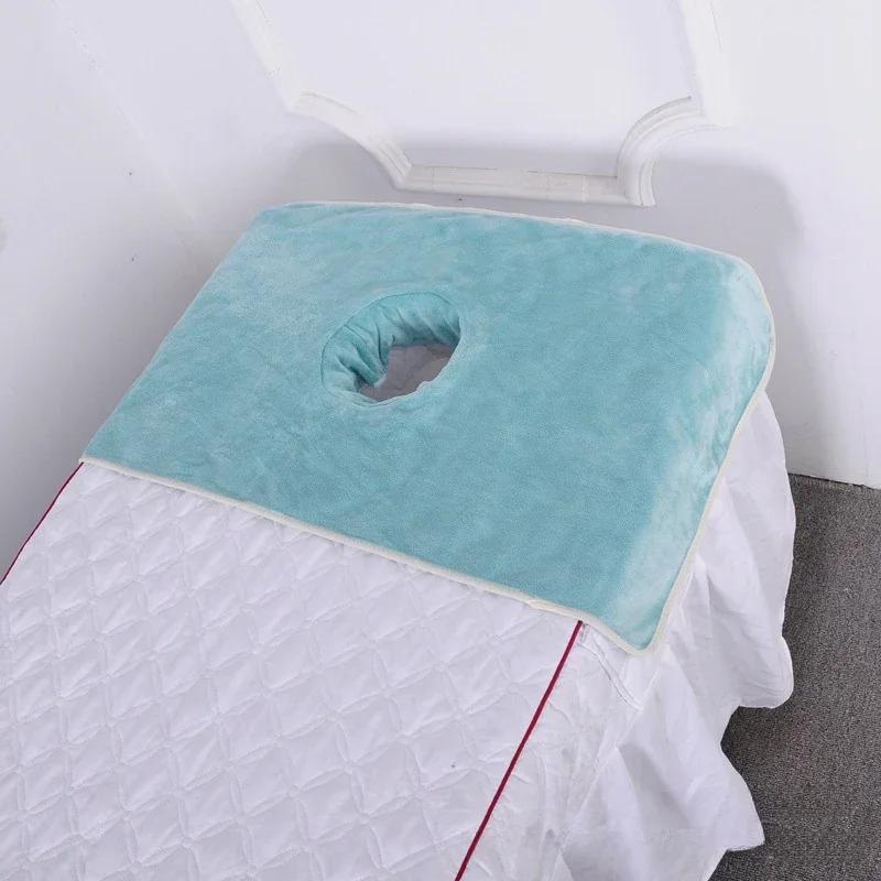 40*80cm Thickened Beauty SPA Massage Table Planking Face Towel with Hole Bed Bandana