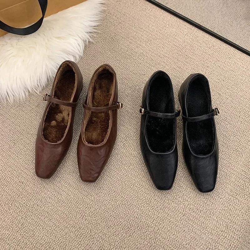 Fashion Shallow Shoes Women Vintage Square Toe Flat British Style Oxford Shoe Female Ballet Casual Loafers Brand