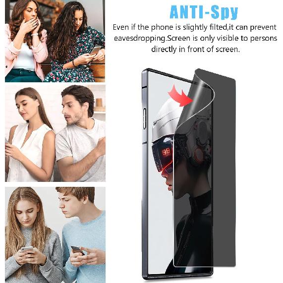 for Nubia Red Magic 9 Pro/Magic 9 Pro+ Privacy Screen Protector and Camera Lens Protector, Anti-Spy Flexible Privacy Screen Protector 9H Hardness