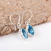 Orecchini con topazio blu svizzero, orecchini con pietre preziose, orecchini in argento sterling massiccio 925, gioielli fatti a mano, gioielli in argento come regalo