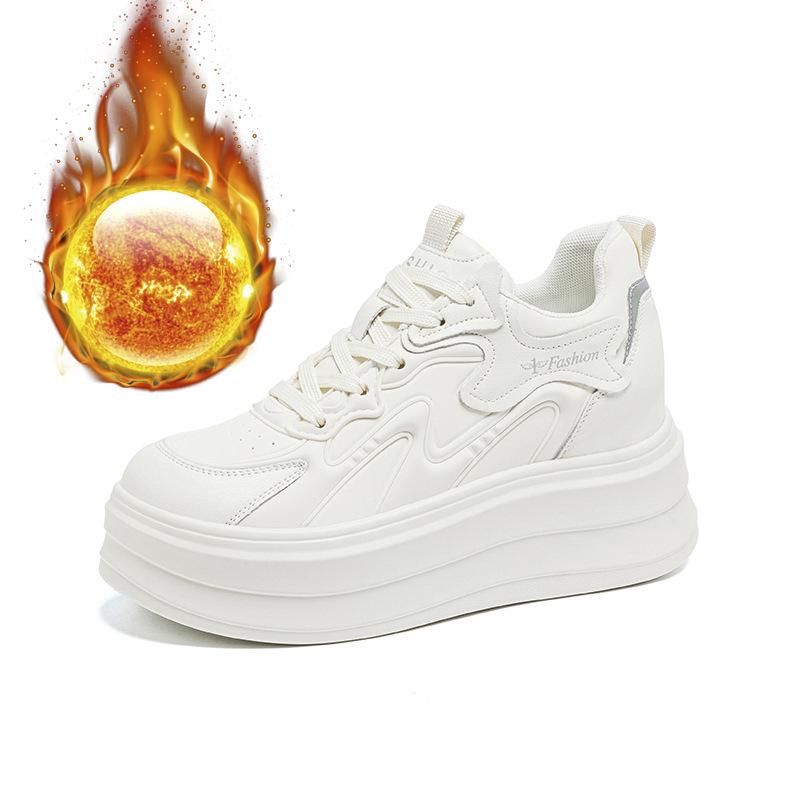 

Autumn and winter thick-soled inner height-increasing women s shoes versatile and lightweight casual sports shoes velvet white shoes women 39