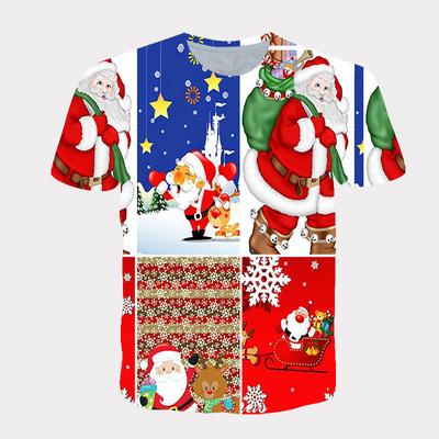 Happy New Year Men's and Women's T-shirts Christmas Carnival Trend 3D Printed T-shirt Crewneck Casual Short-sleeved Top