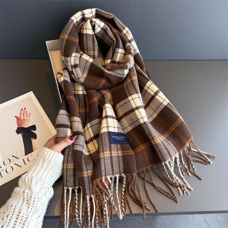 Autumn And Winter Retro Atmosphere Warm Scarf Women'S Shawl Versatile Commuter Fringed Fine Sand Imitation Cashmere Scarf