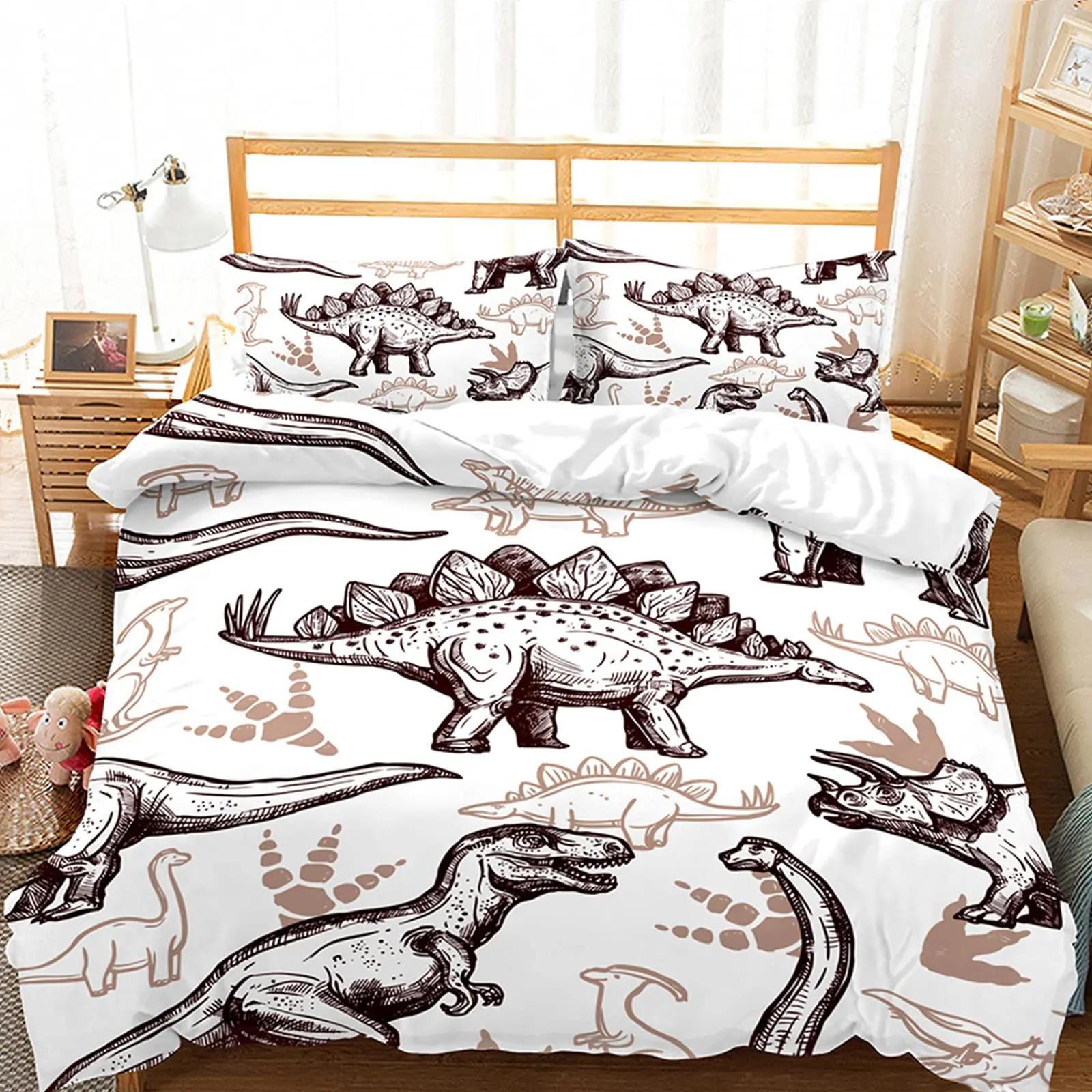 

Dinosaur Soft Duvet Cover Set Carton Adorable Lovely Soft Duvet Cover Boy Beding Dino Warm Comforter Cover Sets Soft Dinosaur Animal Ten Bedrom 3pcs 100*200cm Single