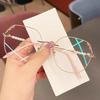 Frameless Reading Glasses Diamond Cut Edged Pearls Large Frame HD Anti Blue Light Fashion Glasses JH238