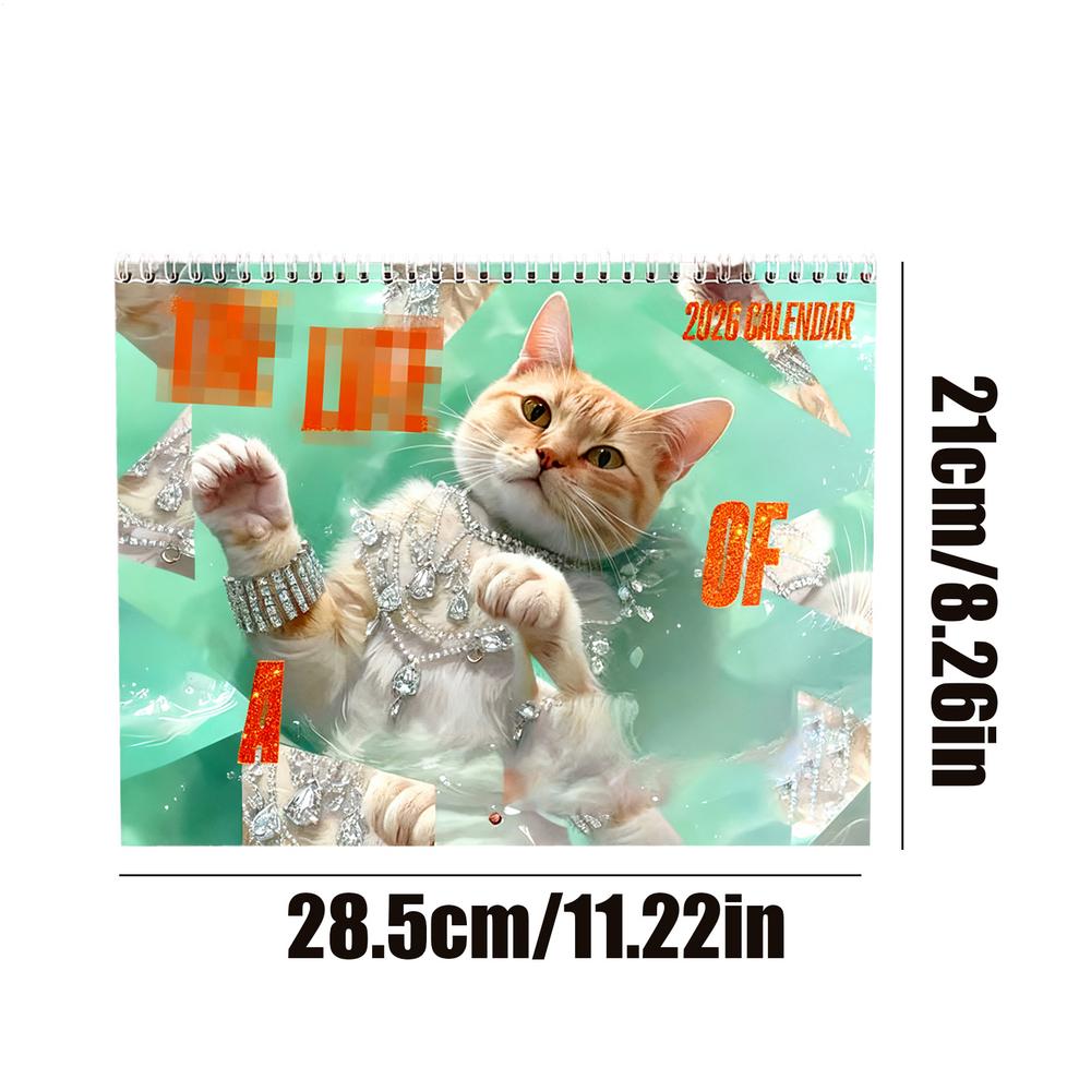 

2026 Adorable Healing Cat Calendar Jan - Dec 2026 Wall Planner Funny Cat Monthly Calendar for Home Living Room Study Room