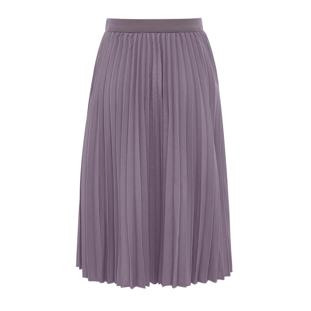 Girls High Waist Elastic Waistband Solid Color Pleated Skirt with Lining Flowy Holiday Birthday Skirt