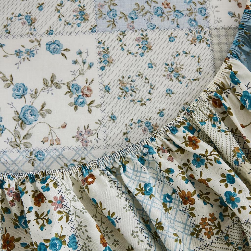 Simple Plant Flower Pattern Bed Hat Three-Piece Digital Printing Bedding Set Adult Children