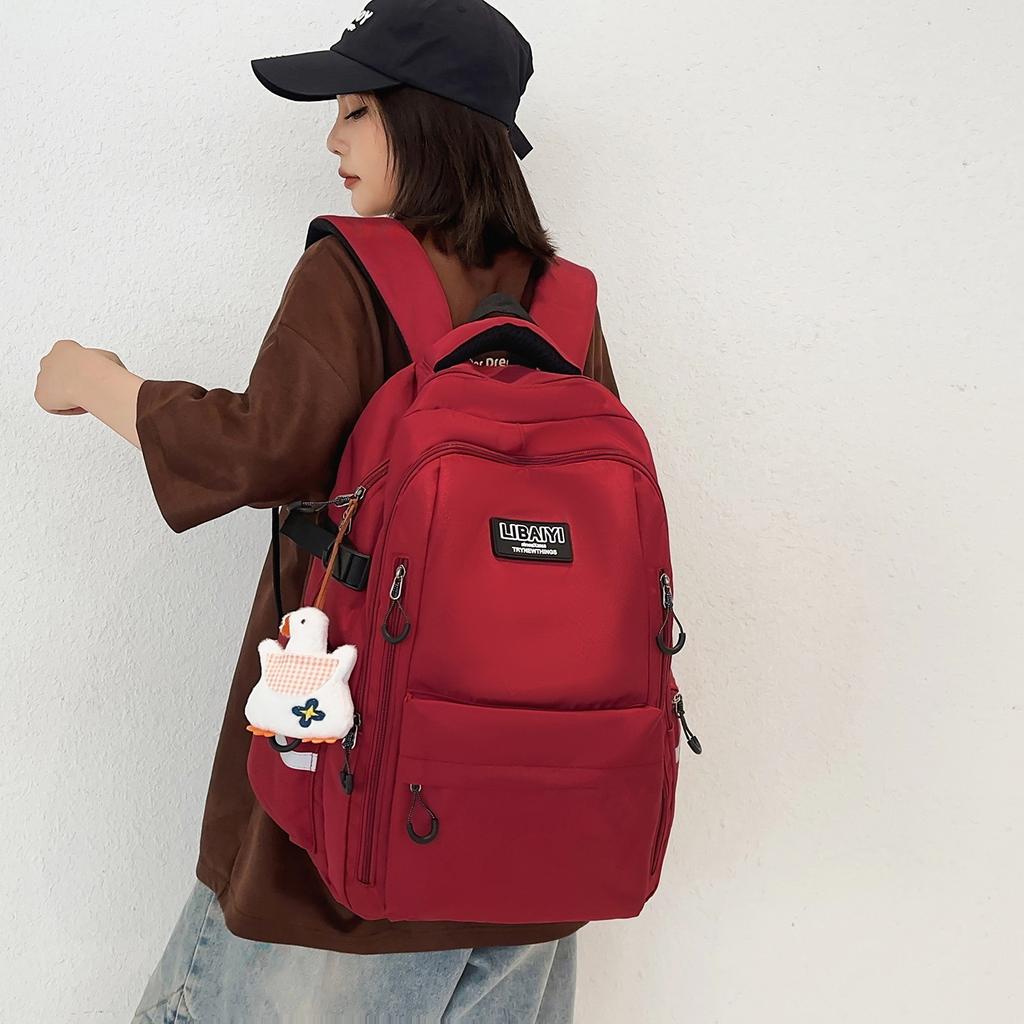 Schoolbag1011 summer new leisure computer schoolbag student solid color large capacity outdoor travel backpack Korean version backpack
