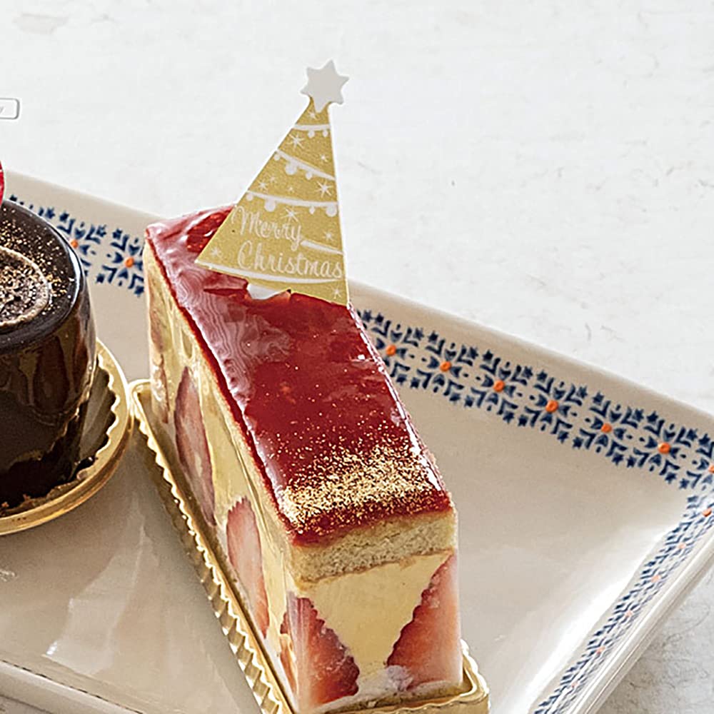 HEADS Cake X 100 Christmas XMS-PC10 Japanese-Made Picks, 3.2 5.2cm, Gold, Pieces, Tree,