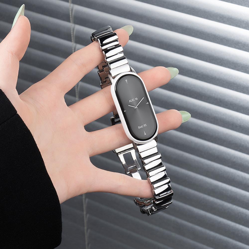 Петля из нержавеющей стали для ремешка Mi Band 9/8 для Xiaomi Mi Band 9, сменные ремешки Correa для Miband 9, ремешки для Xiaomi 8 Mi Band 9 серебряный