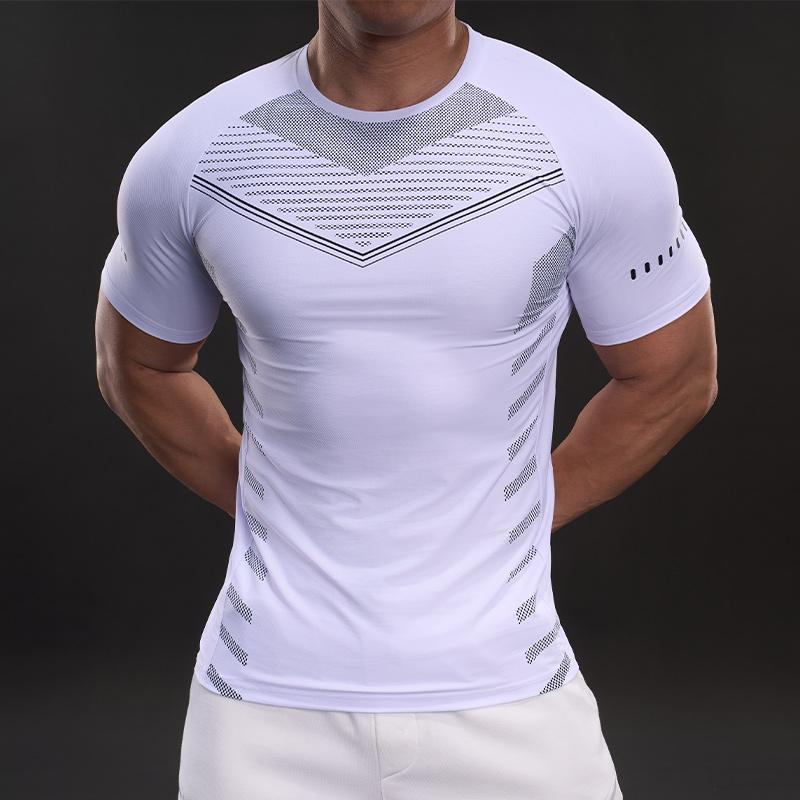 

Летняя новая американская повседневная футболка с коротким рукавом, модная спортивная облегающая эластичная фитнес-футболка для улицы 2XL белый