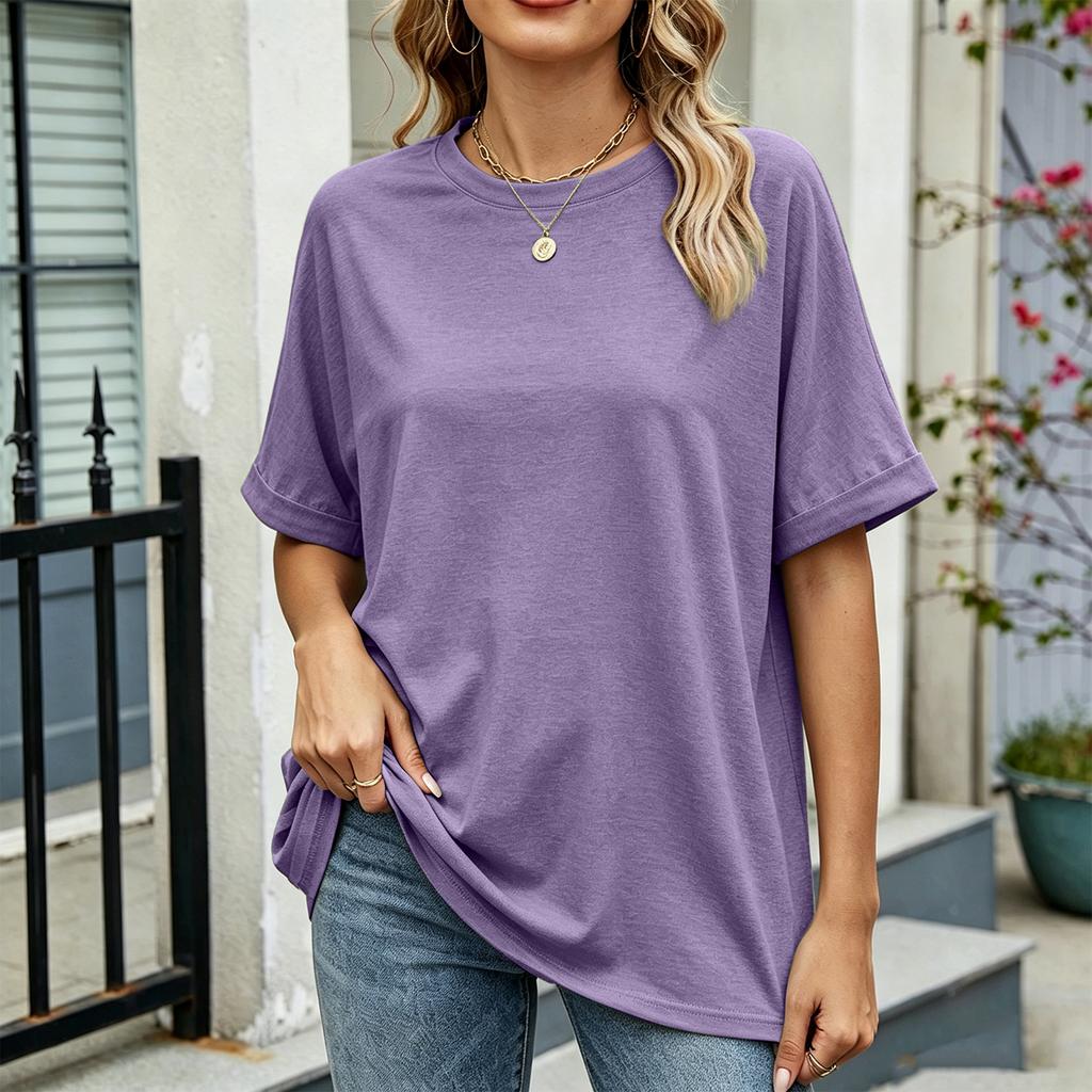 Women's Loose Fit Casual Short Sleeve Crew Neck T-Shirt Lightweight Soft Fabric Comfortable Daily Wear Basic Top