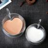 Double Wall Coffee Cup Heart Love Shaped Glass Mug Insulated Tea Milk Lemon Juice Water Cup Heat Resistant Drinkware Lover Gift