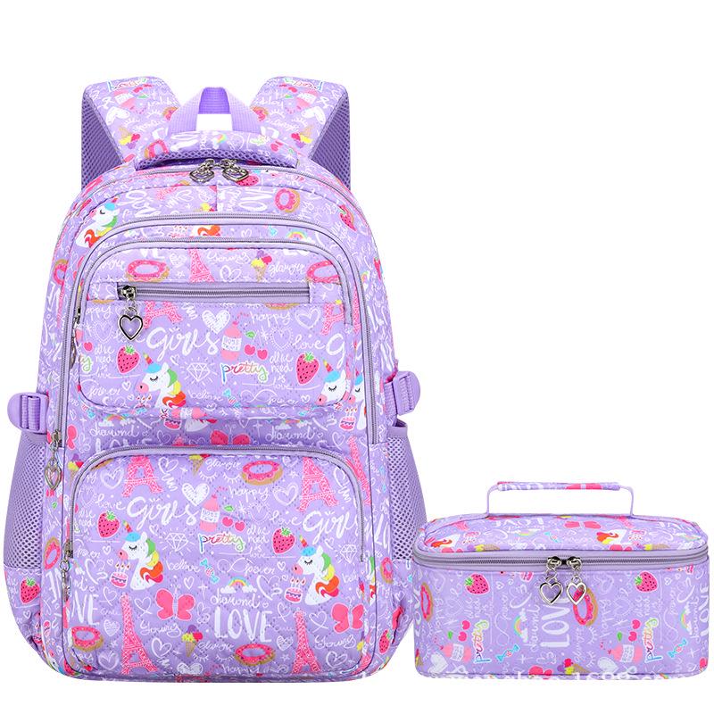 Trendigt 3-delat skolryggsäckset för flickor - Söt campusstil