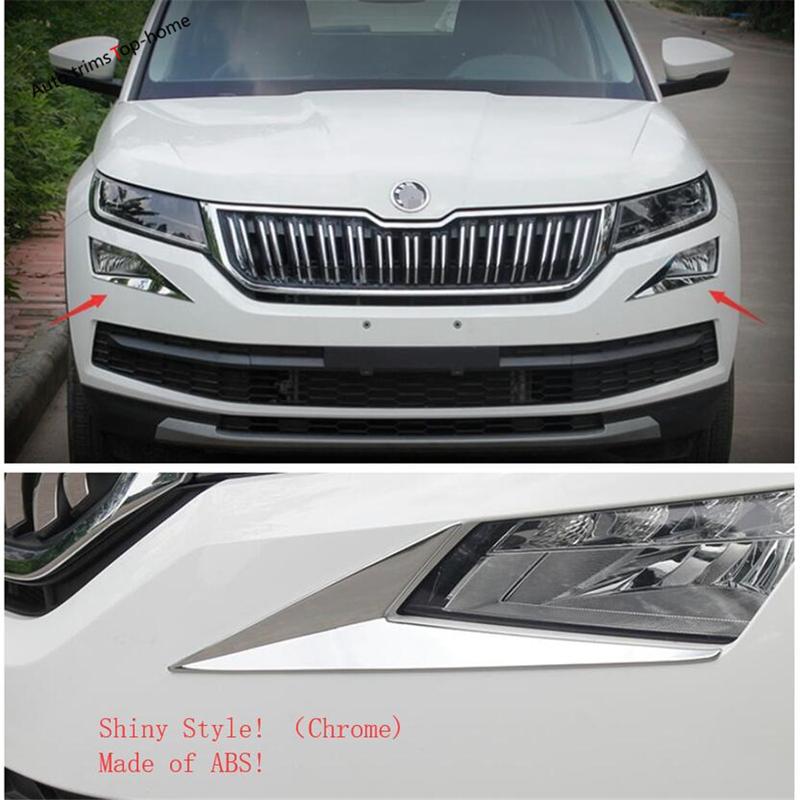 ABS Chrome Rearview Mirror Front Fog Light Lamp Eyelid Eyebrow Window Wiper Cover Trim For Skoda Kodiaq 2017 - Accessories