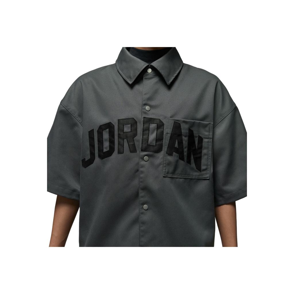 Jordan Letter Single Button Short Sleeve Loose Shirt Women Shirts HQ9200-068