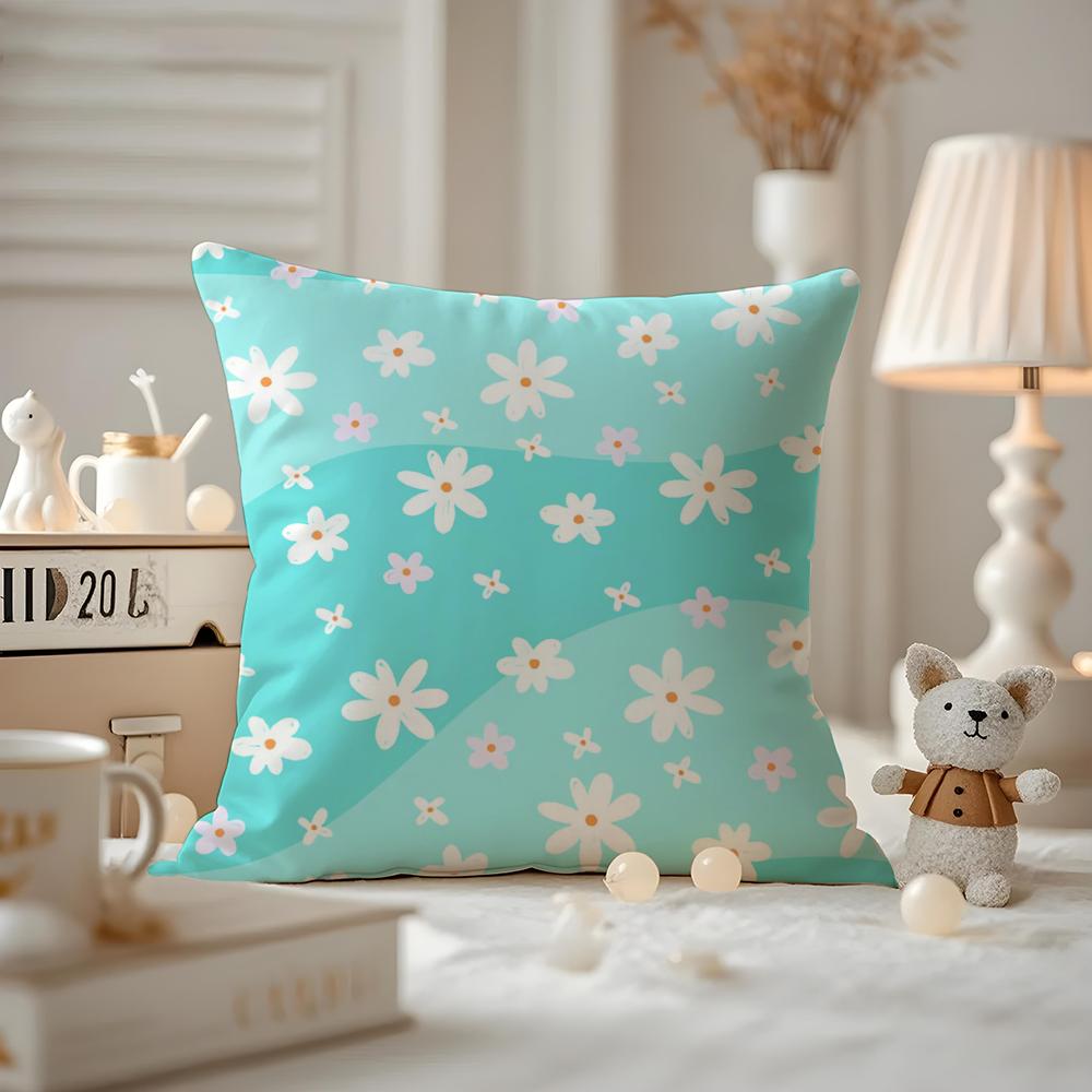 Romantisches Gänseblümchen-Frühlingskissenbezugmuster Bedruckter Kissenbezug für Wohnzimmersofa Kissenbezug & Schlafzimmerdeko