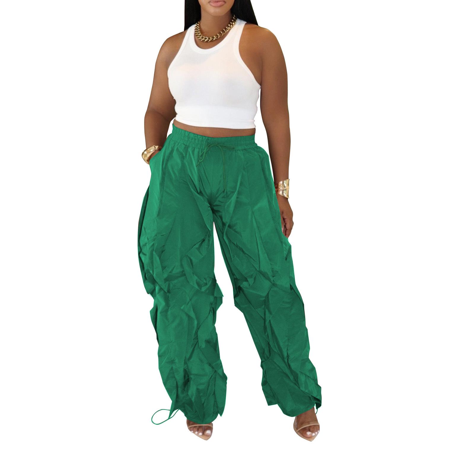 

AL336 Women s Casual Wide-Leg Patchwork Lace Pants for Everyday Wear XXL темно-зеленого