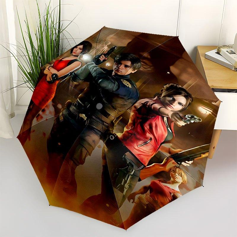 1pc Resident Evil- Automatic Opening/Closing Umbrella with Convenient Three-Fold Design, 8 Iron Ribs - for Outdoor Daily UseA09