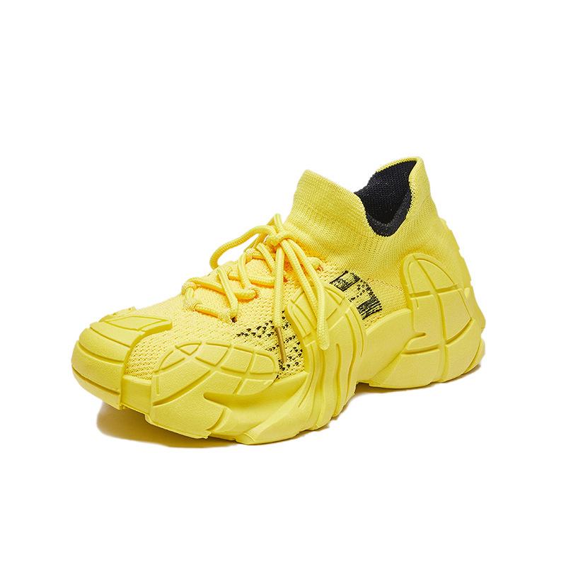 

ins fly-woven shoes spring new student sports shoes fitness running casual shoes increase height 40 жёлтый