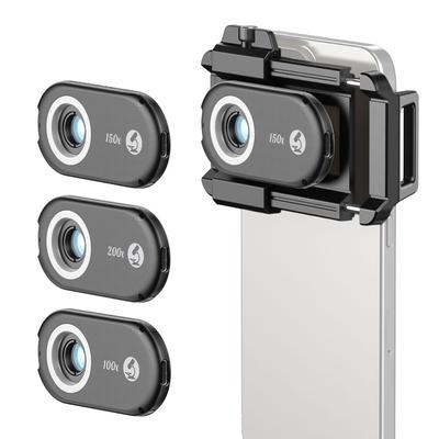 APEXEL APL-MS3IN1 100X/150X/200X Mobile Phone Microscope Lens Kit with LED/ UV Lights Built-in CPL