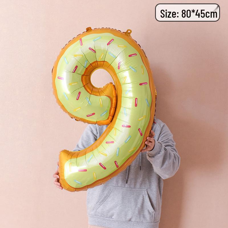 40-Inch Donut Number Balloons for Kids' First Birthday or Kindergarten Party Decorations
